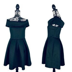 5 for $25 Charlotte Russe black neoprene off shoulder skater dress size large
